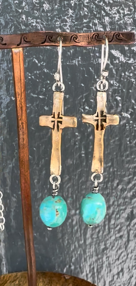 Bronze Cross Earrings