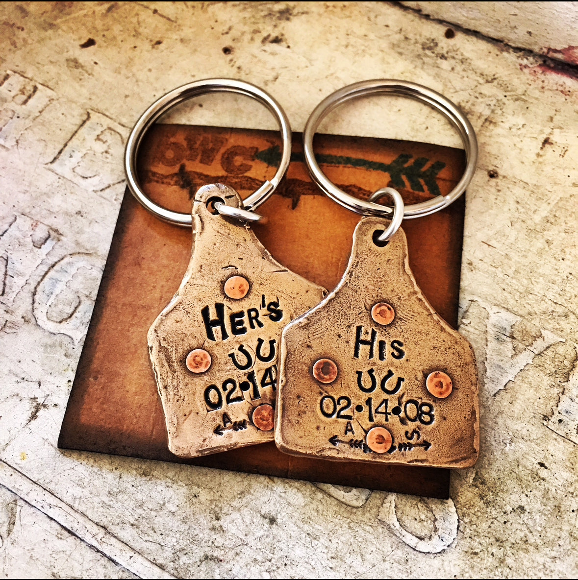 Bronze Custom Brand or Initial Key Chain