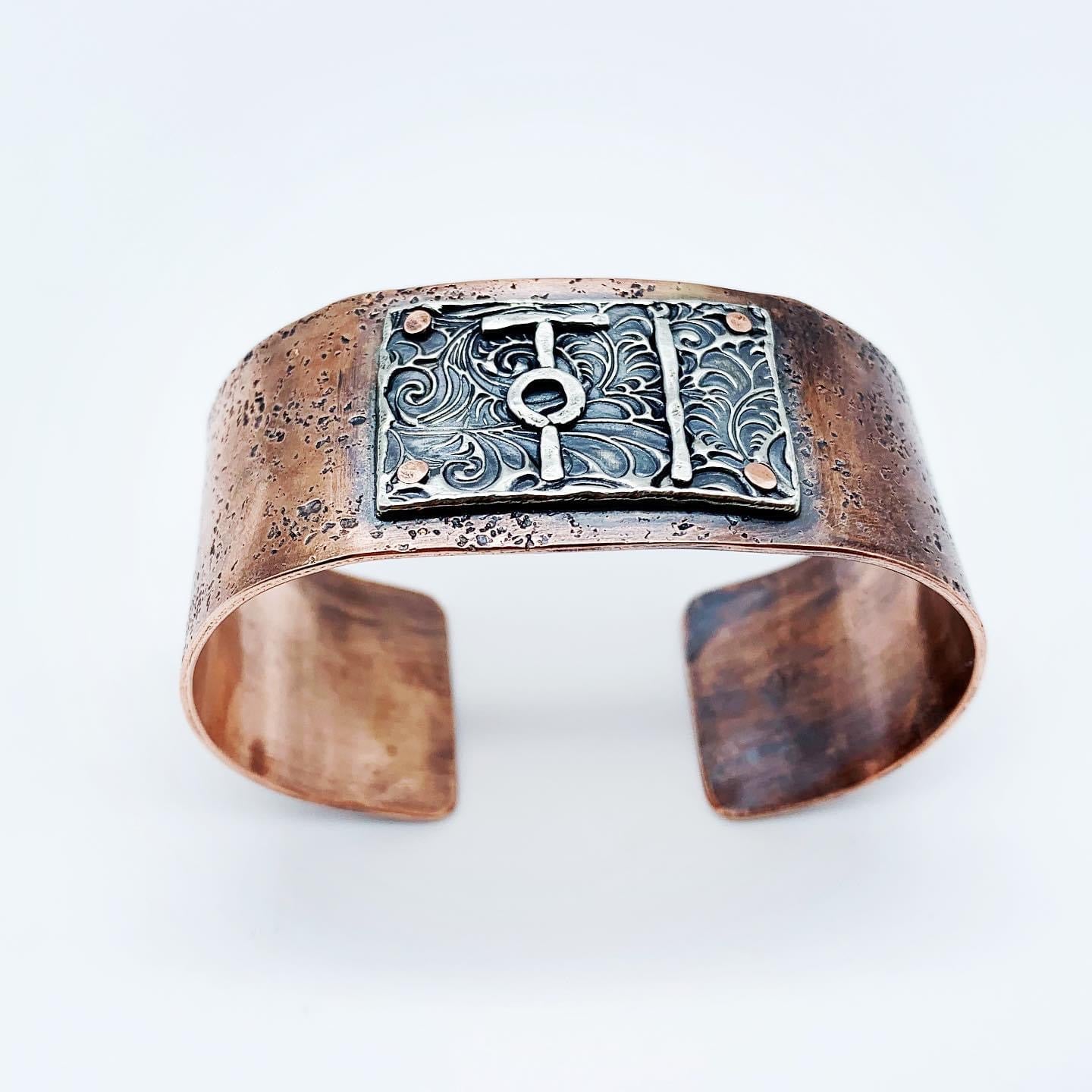 1” Copper/Sterling Custom Brand Cuff