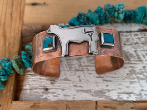 Branded  Steer, Heifer or Goat Copper/Sterling Cuff