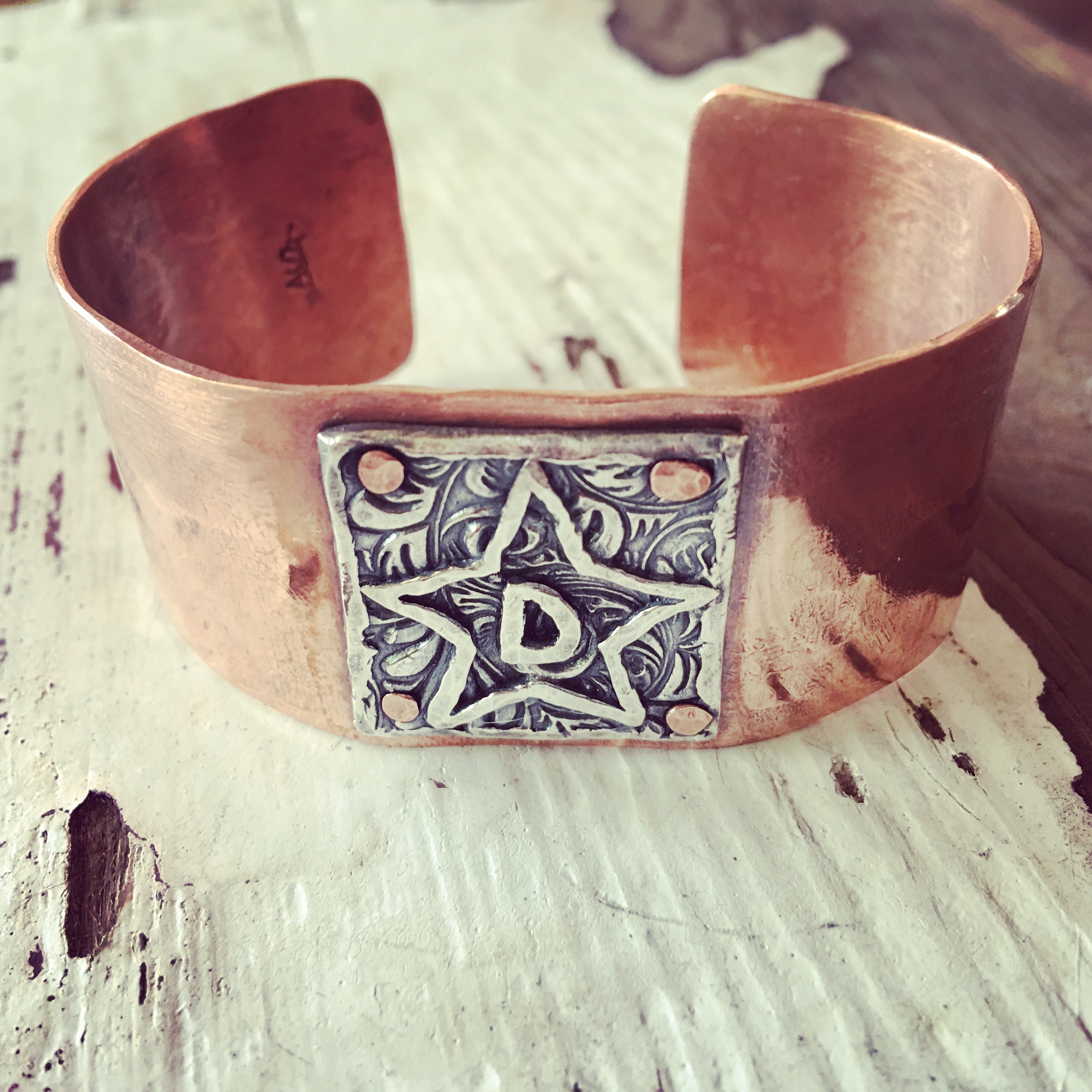 1” Copper/Sterling Custom Brand Cuff