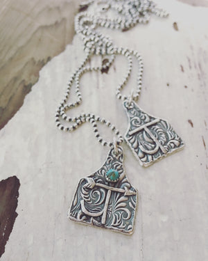 Handmade Custom Ear Tag Brand Necklace on