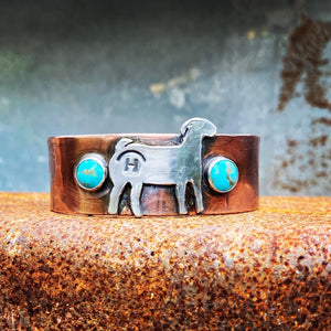 Branded  Steer, Heifer or Goat Copper/Sterling Cuff