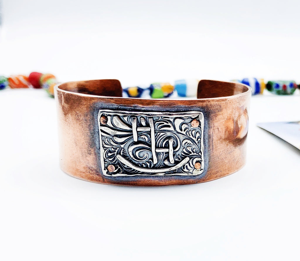1” Copper/Sterling Custom Brand Cuff